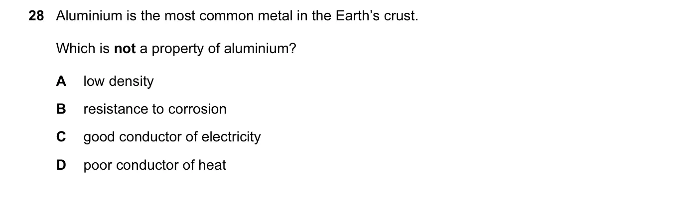 Question 28, November 2014, 0620 Paper 11