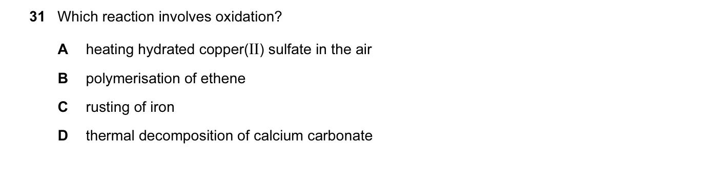 Question 31, November 2014, 0620 Paper 11