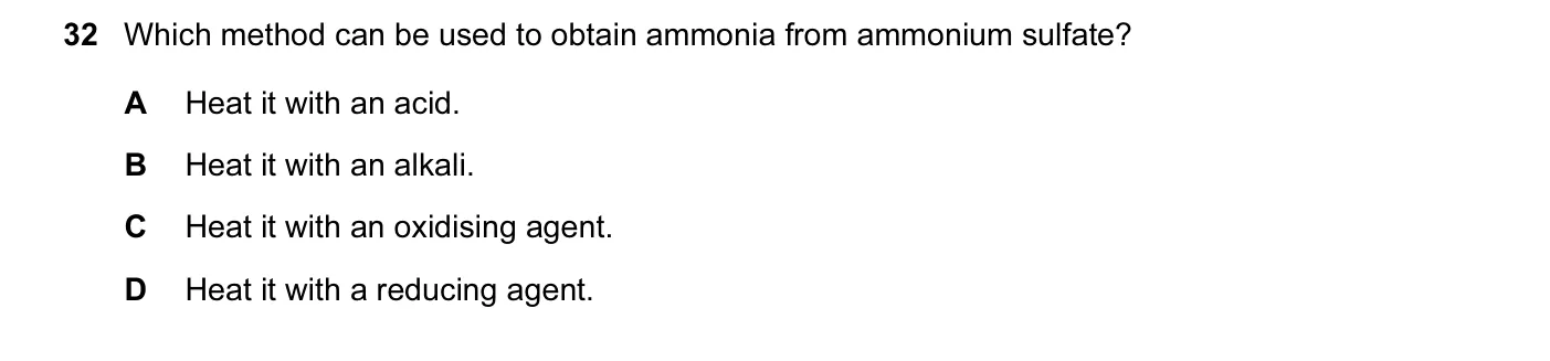 Question 32, November 2014, 0620 Paper 11