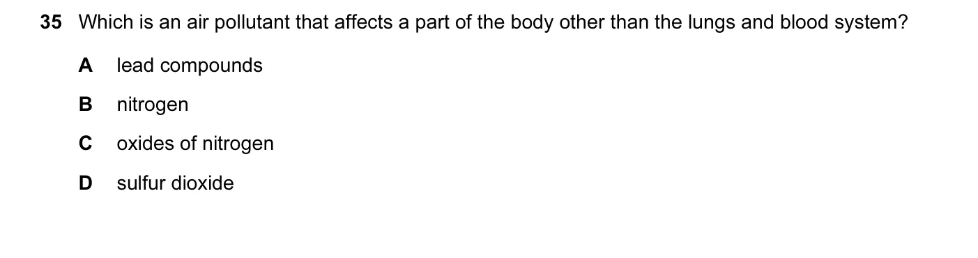 Question 35, November 2014, 0620 Paper 11