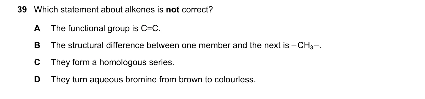 Question 39, November 2014, 0620 Paper 11
