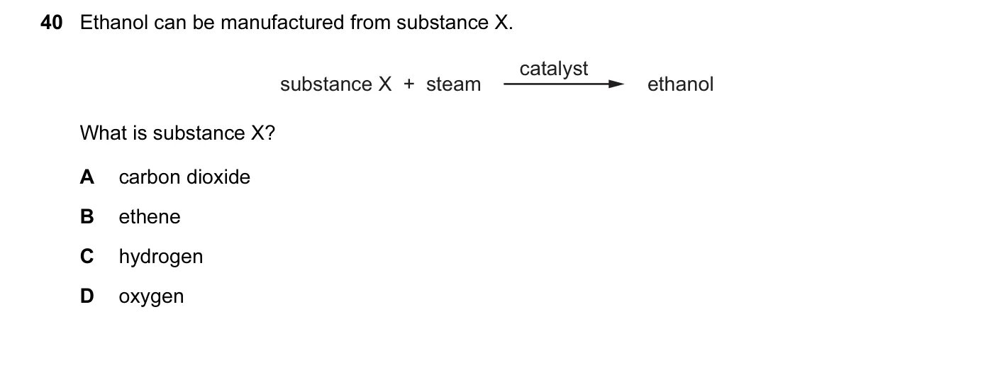 Question 40, November 2014, 0620 Paper 11