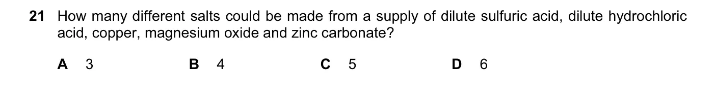 Question 21, November 2014, 0620 Paper 12
