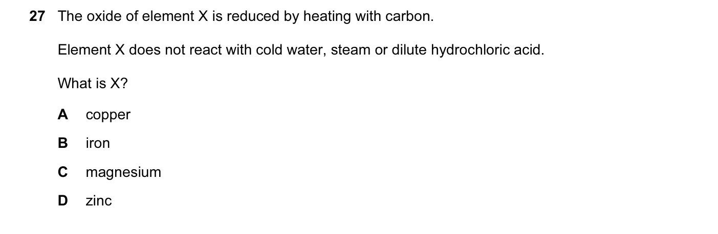 Question 27, November 2014, 0620 Paper 12