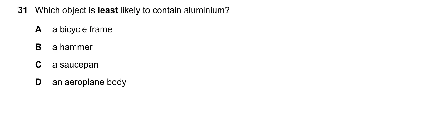 Question 31, November 2014, 0620 Paper 12
