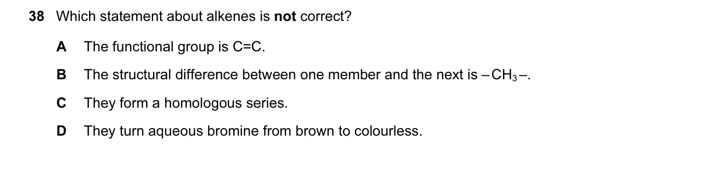 Question 38, November 2014, 0620 Paper 12