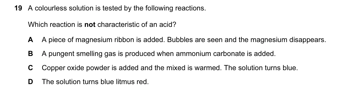 Question 19, November 2014, 0620 Paper 13