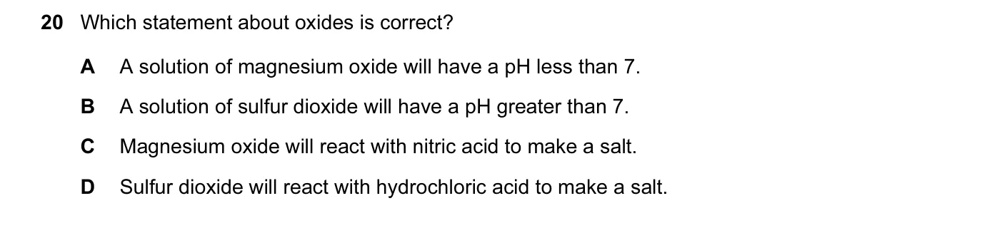 Question 20, November 2014, 0620 Paper 13