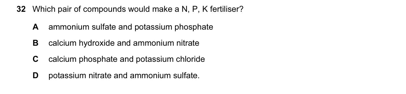 Question 32, November 2014, 0620 Paper 13