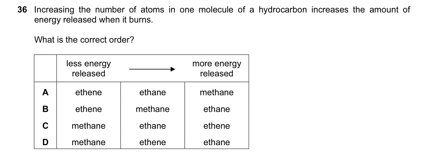 Question 36, November 2014, 0620 Paper 13