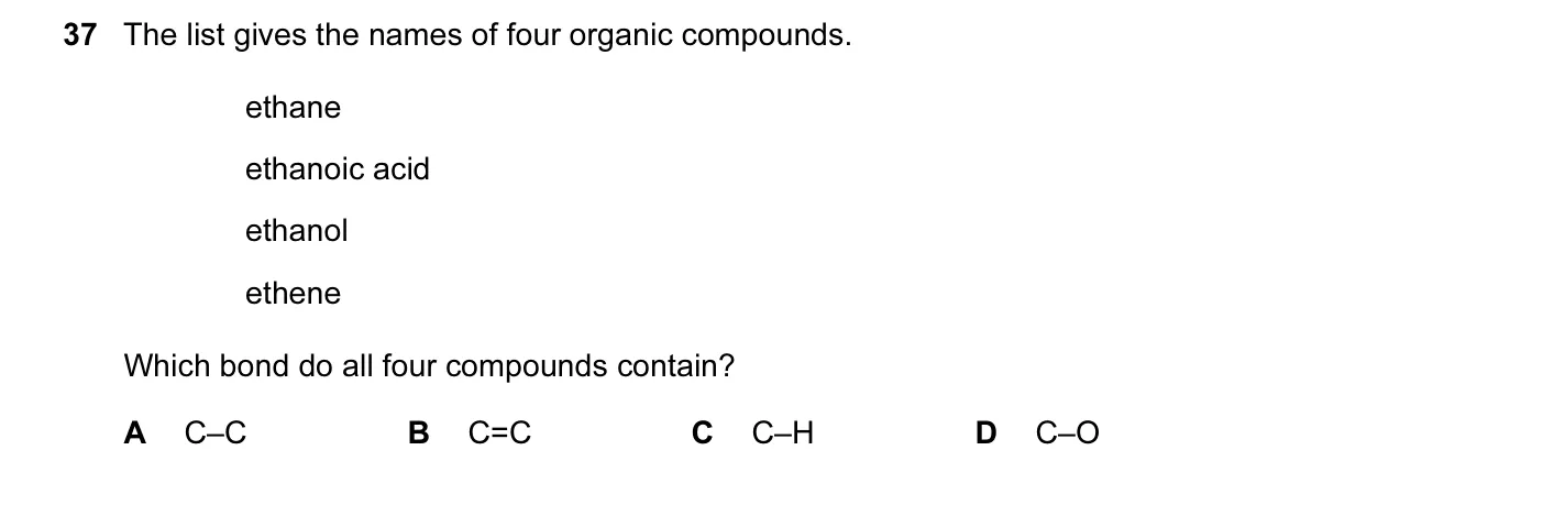 Question 37, November 2014, 0620 Paper 13
