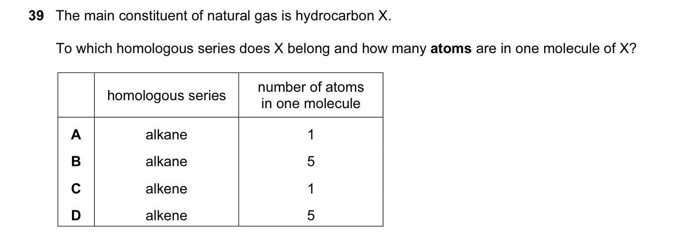 Question 39, November 2014, 0620 Paper 13
