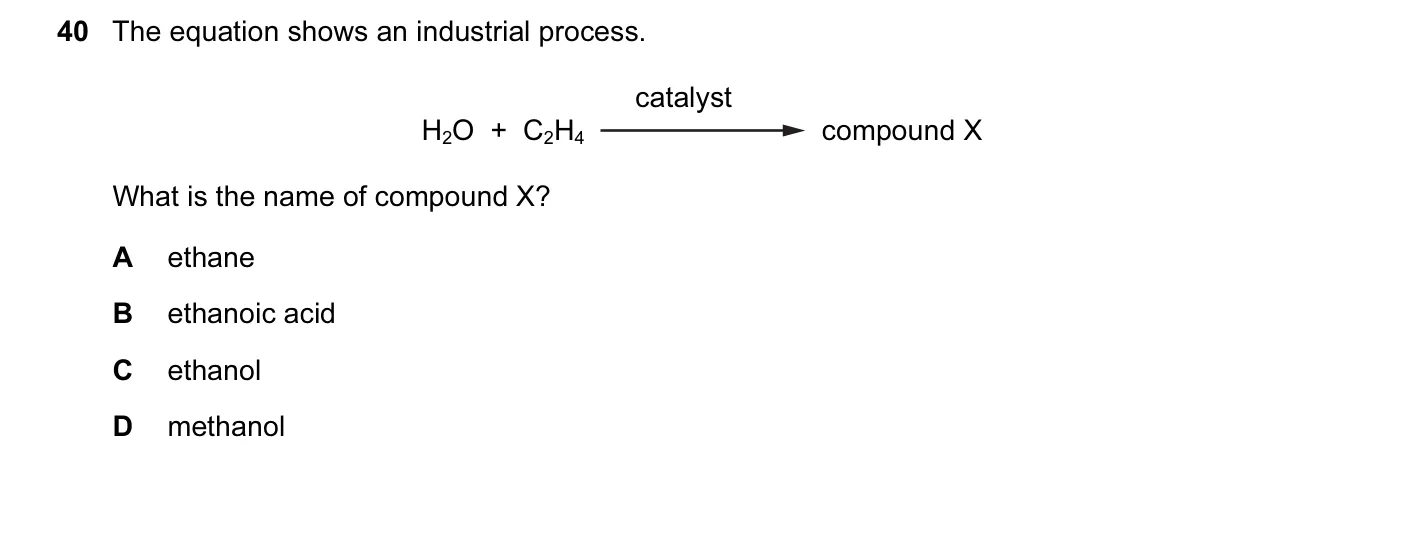 Question 40, November 2014, 0620 Paper 13