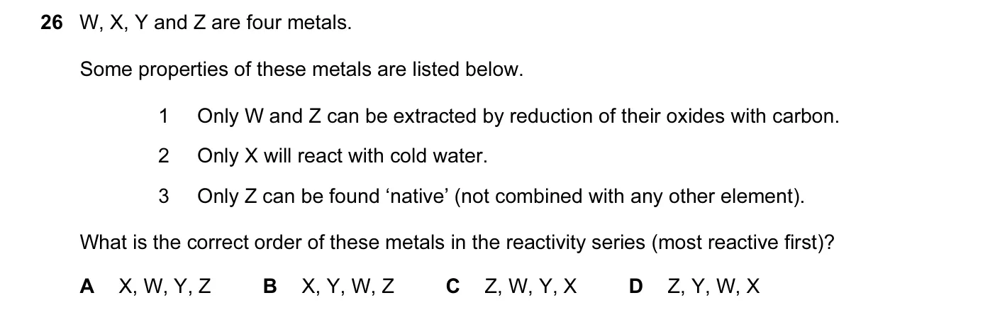 Question 26, June 2015, 0620 Paper 11