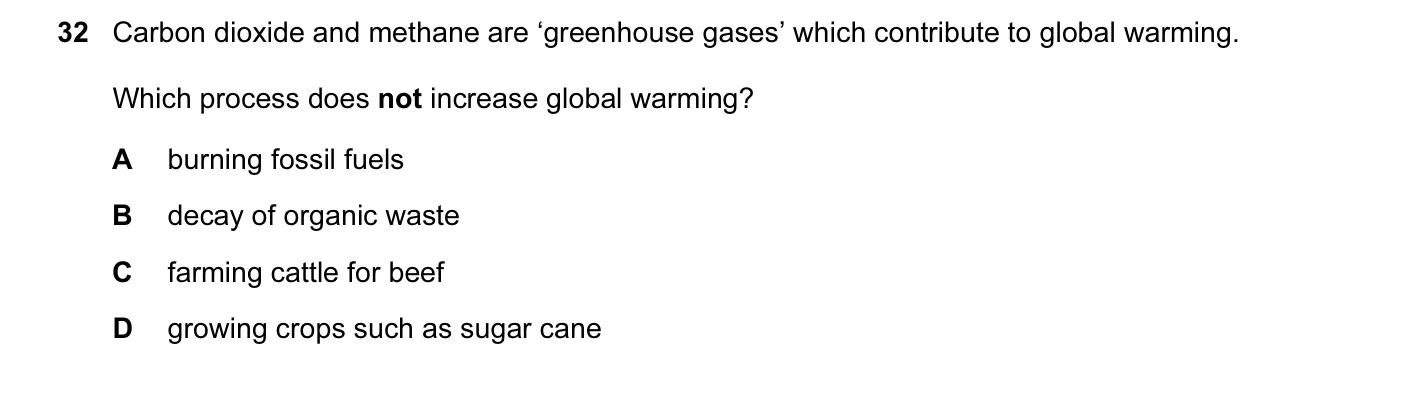 Question 32, June 2015, 0620 Paper 11