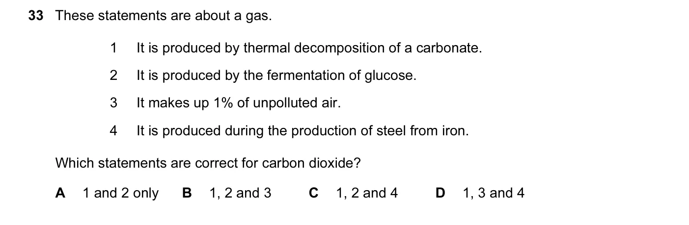 Question 33, June 2015, 0620 Paper 11