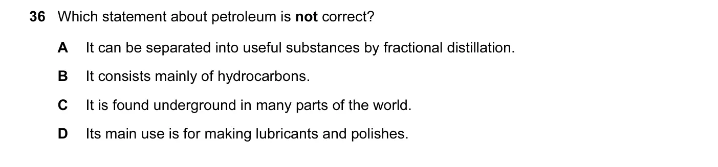 Question 36, June 2015, 0620 Paper 11