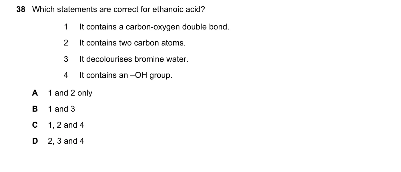 Question 38, June 2015, 0620 Paper 11