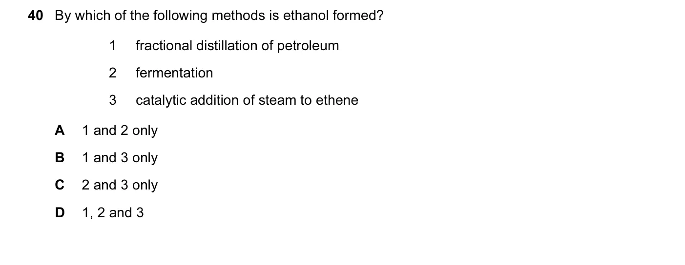 Question 40, June 2015, 0620 Paper 11