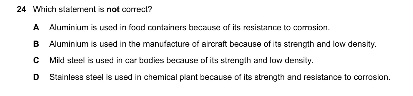 Question 24, June 2015, 0620 Paper 12