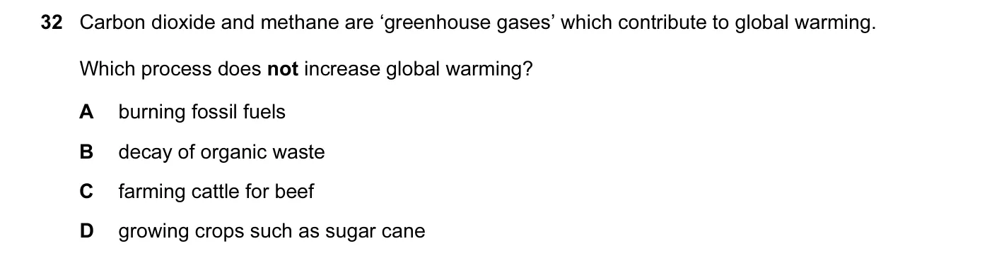 Question 32, June 2015, 0620 Paper 12