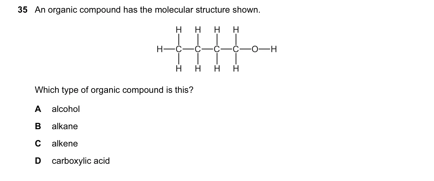 Question 35, June 2015, 0620 Paper 12