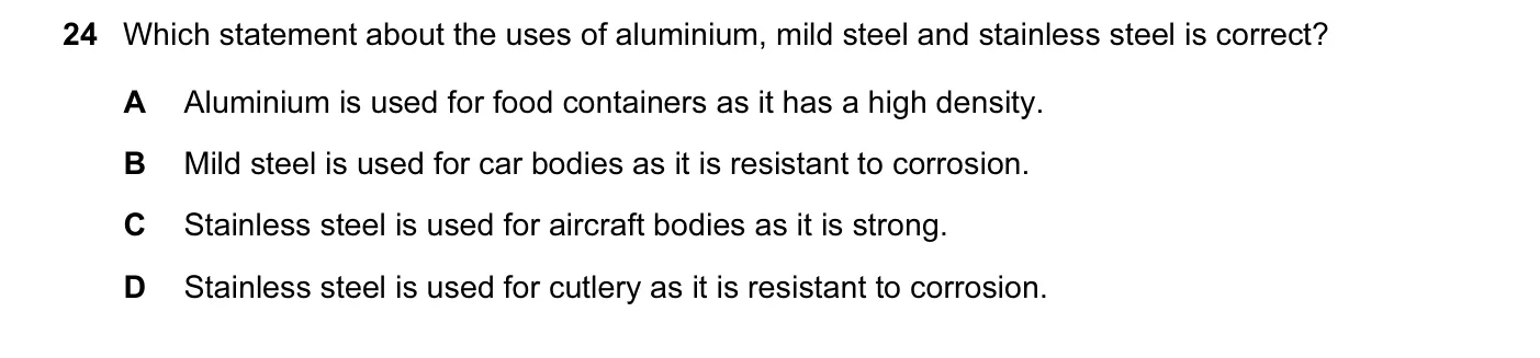 Question 24, June 2015, 0620 Paper 13