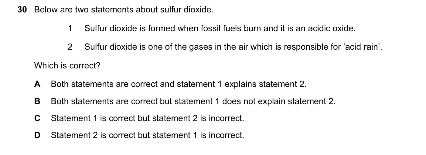 Question 30, June 2015, 0620 Paper 13