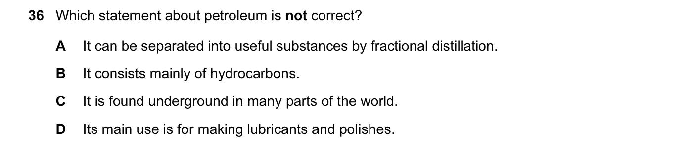 Question 36, June 2015, 0620 Paper 13