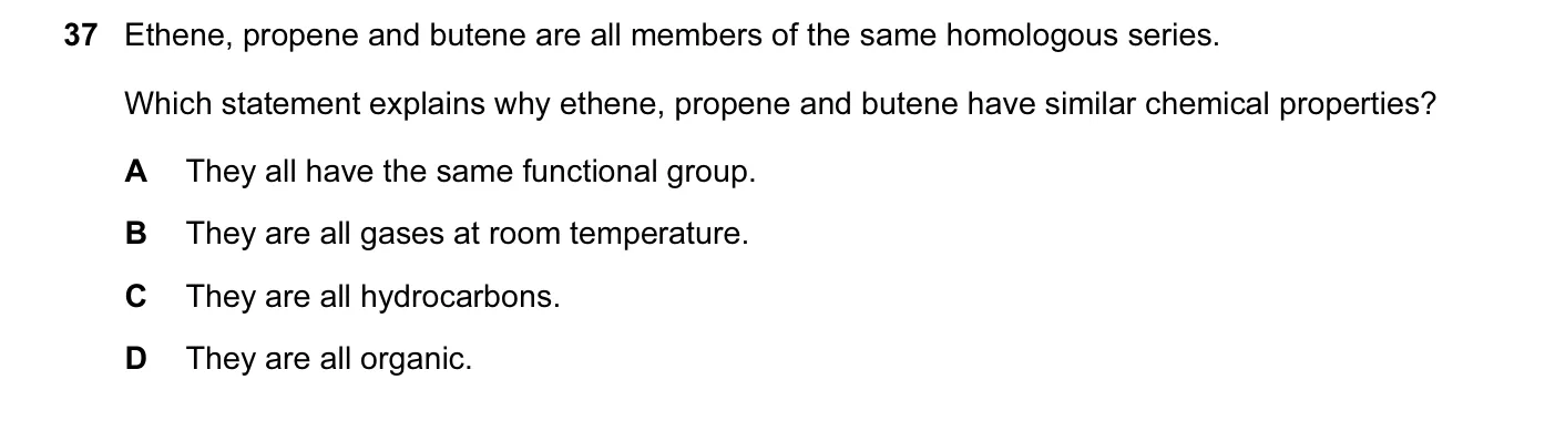 Question 37, June 2015, 0620 Paper 13