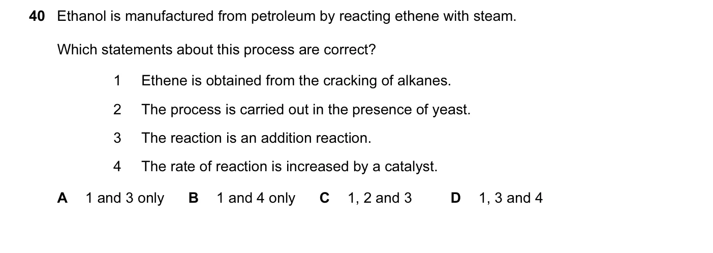 Question 40, June 2015, 0620 Paper 13