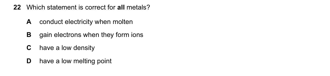 Question 22, March 2015, 0620 Paper 12