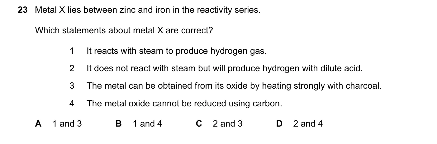 Question 23, March 2015, 0620 Paper 12