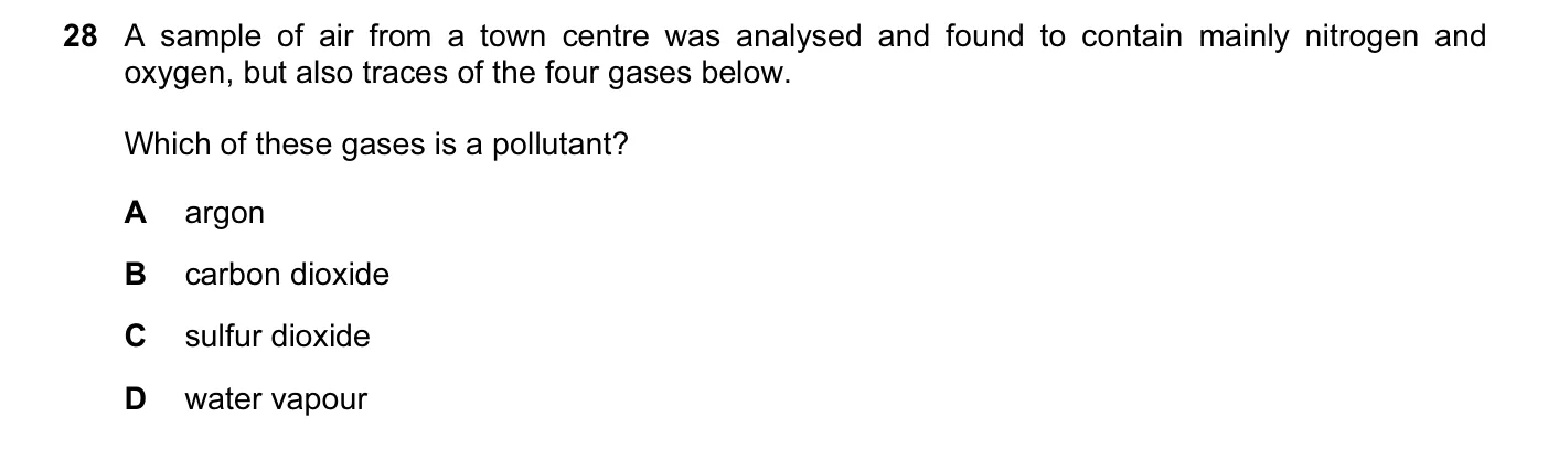 Question 28, March 2015, 0620 Paper 12