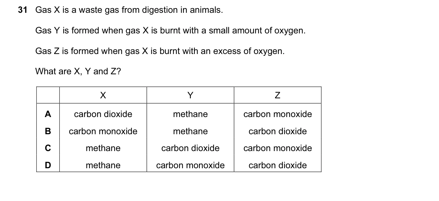 Question 31, March 2015, 0620 Paper 12