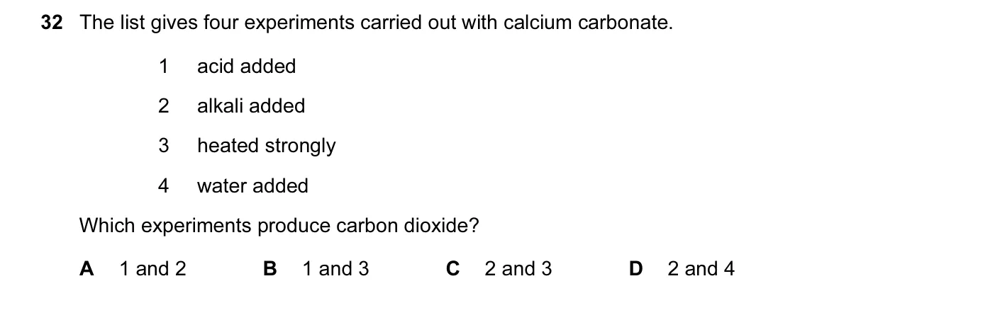 Question 32, March 2015, 0620 Paper 12