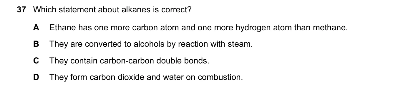 Question 37, March 2015, 0620 Paper 12