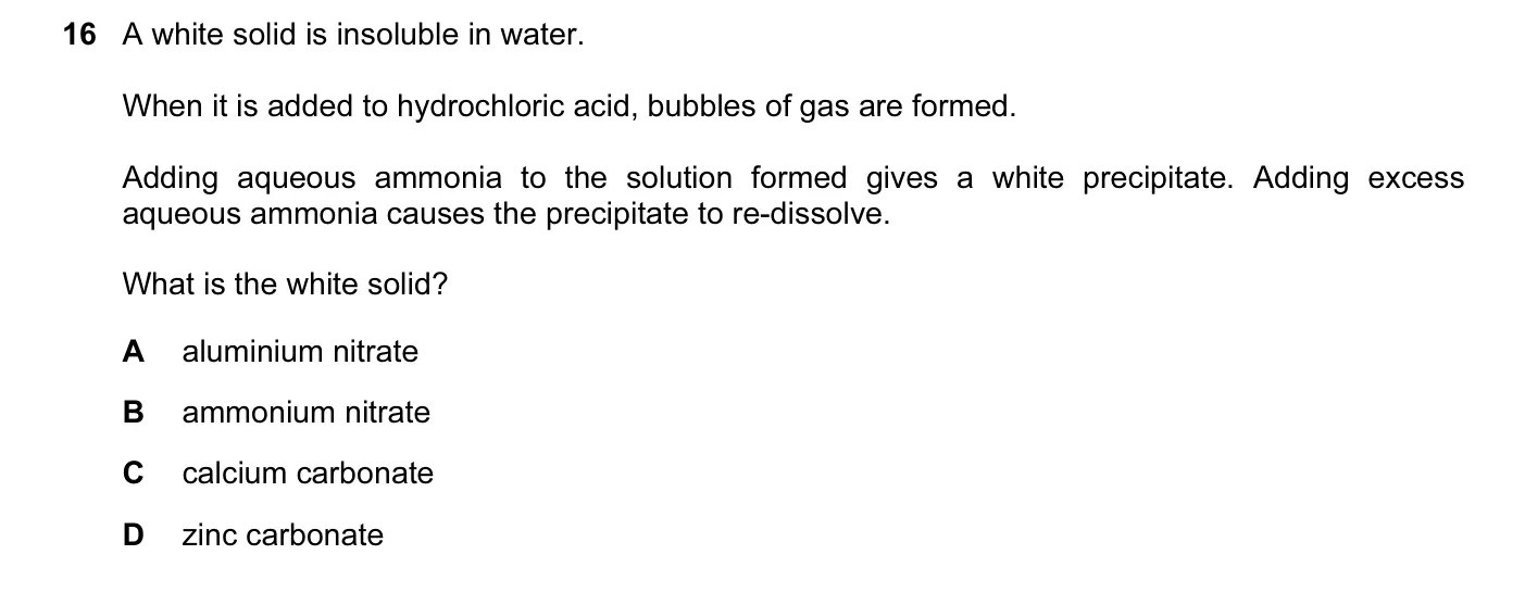 Question 16, November 2015, 0620 Paper 11