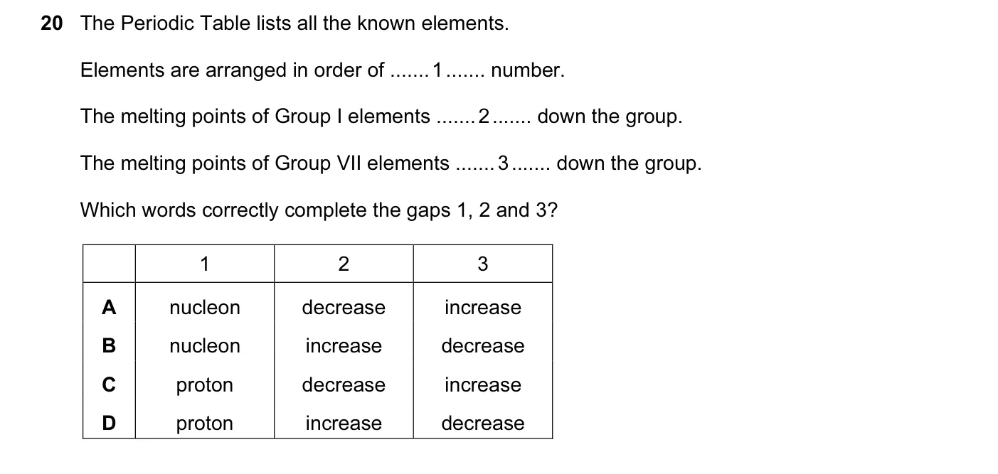 Question 20, November 2015, 0620 Paper 11