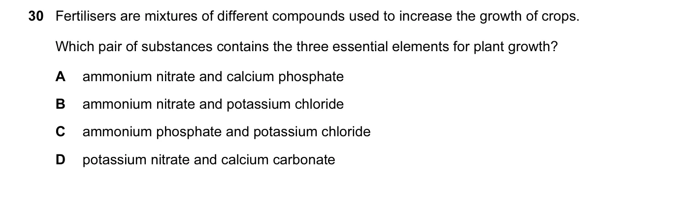 Question 30, November 2015, 0620 Paper 11