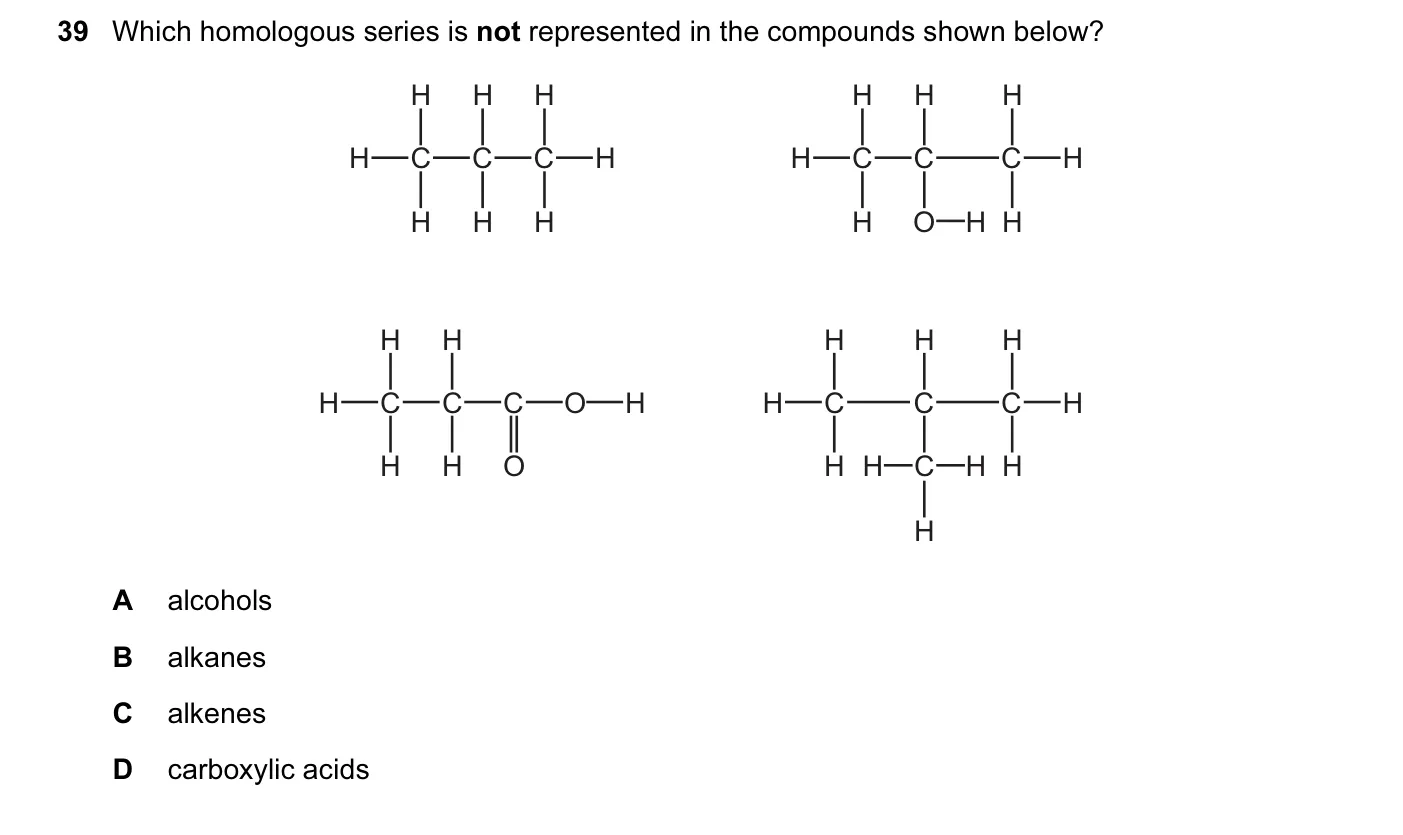 Question 39, November 2015, 0620 Paper 11