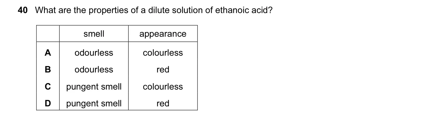 Question 40, November 2015, 0620 Paper 12