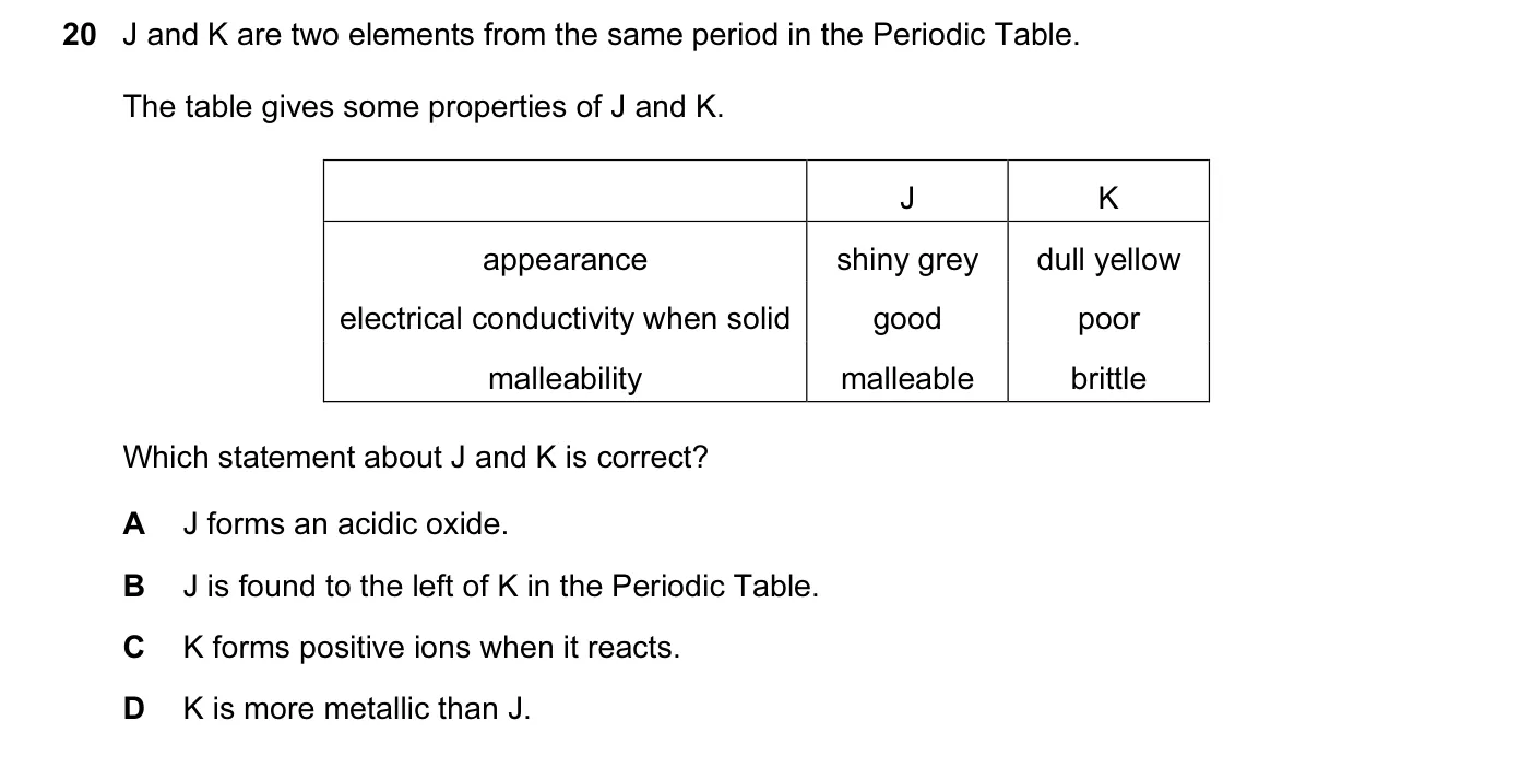 Question 20, November 2015, 0620 Paper 13
