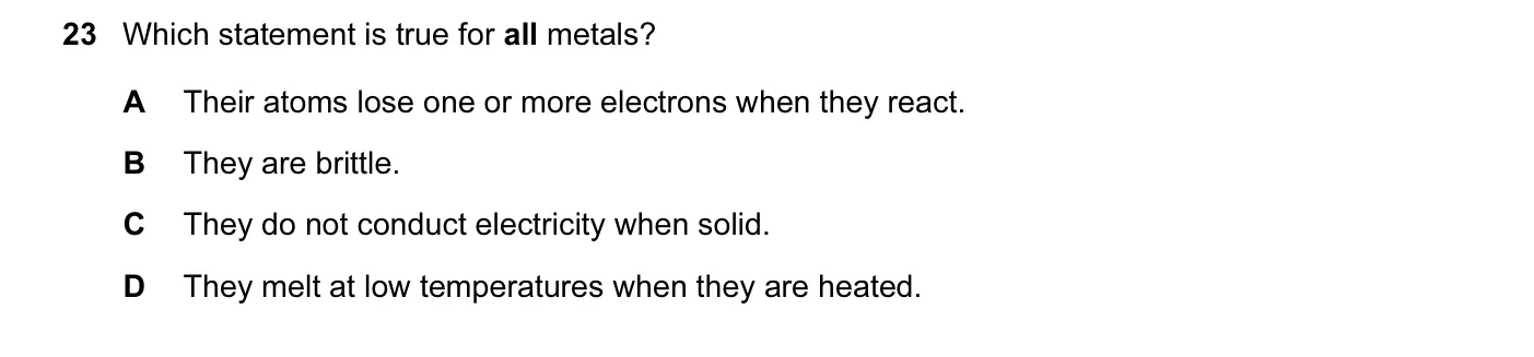 Question 23, November 2015, 0620 Paper 13