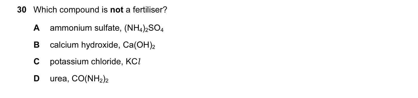 Question 30, November 2015, 0620 Paper 13