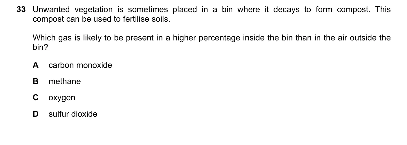 Question 33, November 2015, 0620 Paper 13