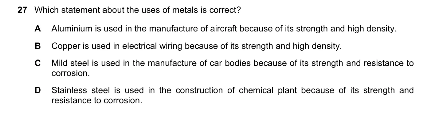 Question 27, June 2016, 0620 Paper 21
