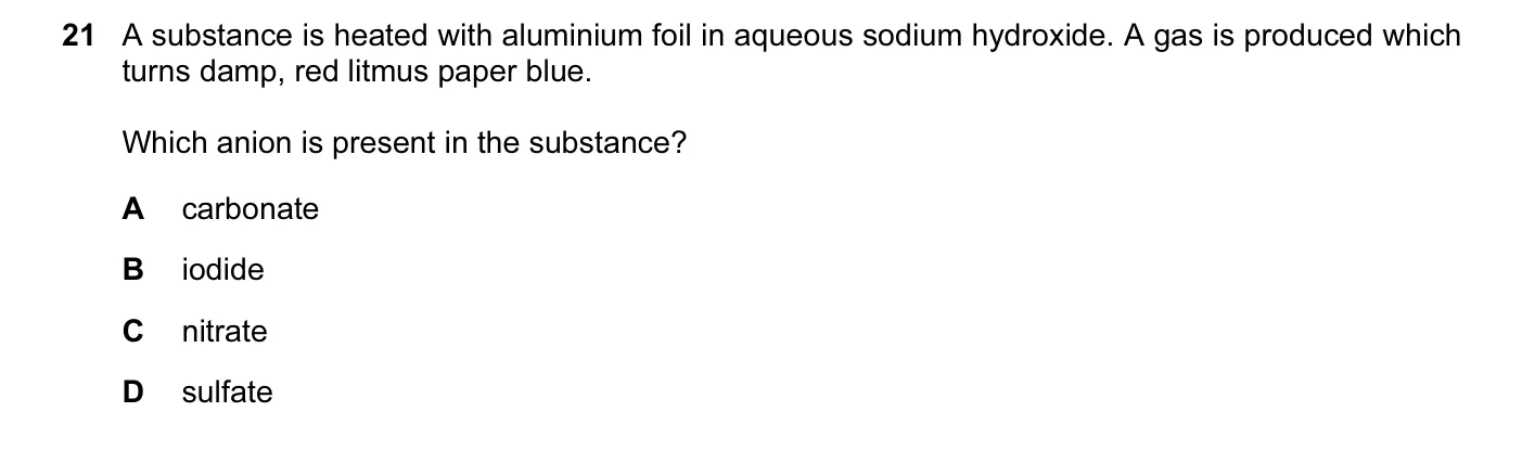 Question 21, March 2016, 0620 Paper 22