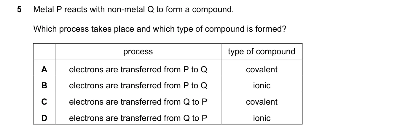 Question 5, November 2016, 0620 Paper 21