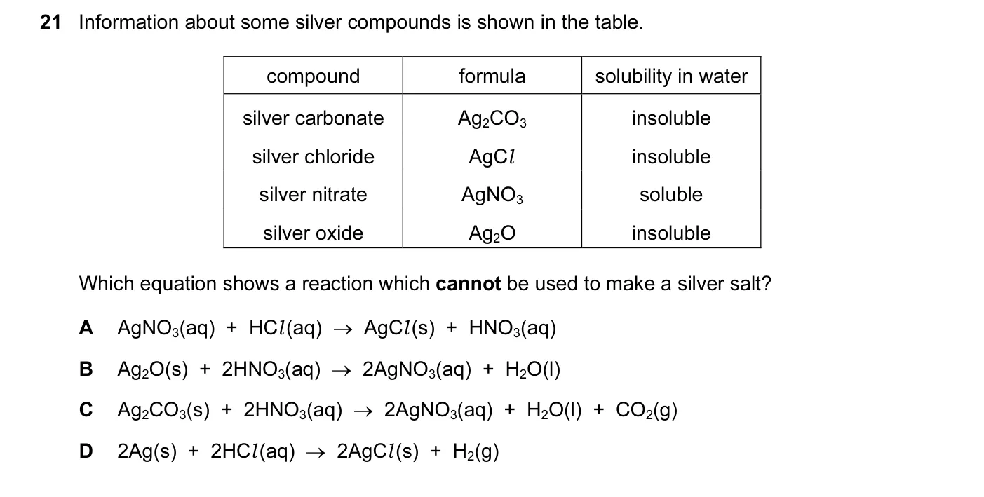 Question 21, November 2016, 0620 Paper 21
